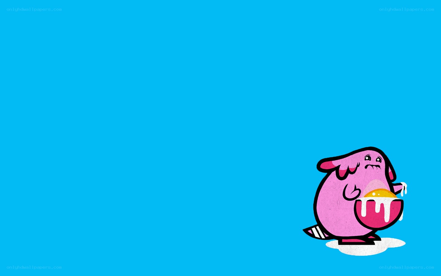 pink creature with bowl