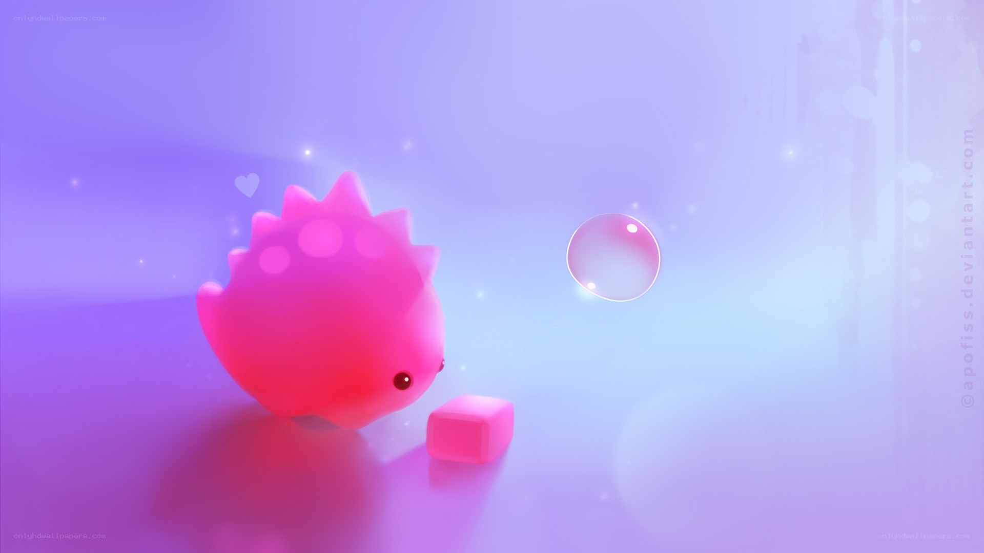 pink creature with bubble