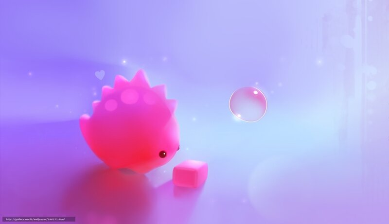 pink creature with bubble
