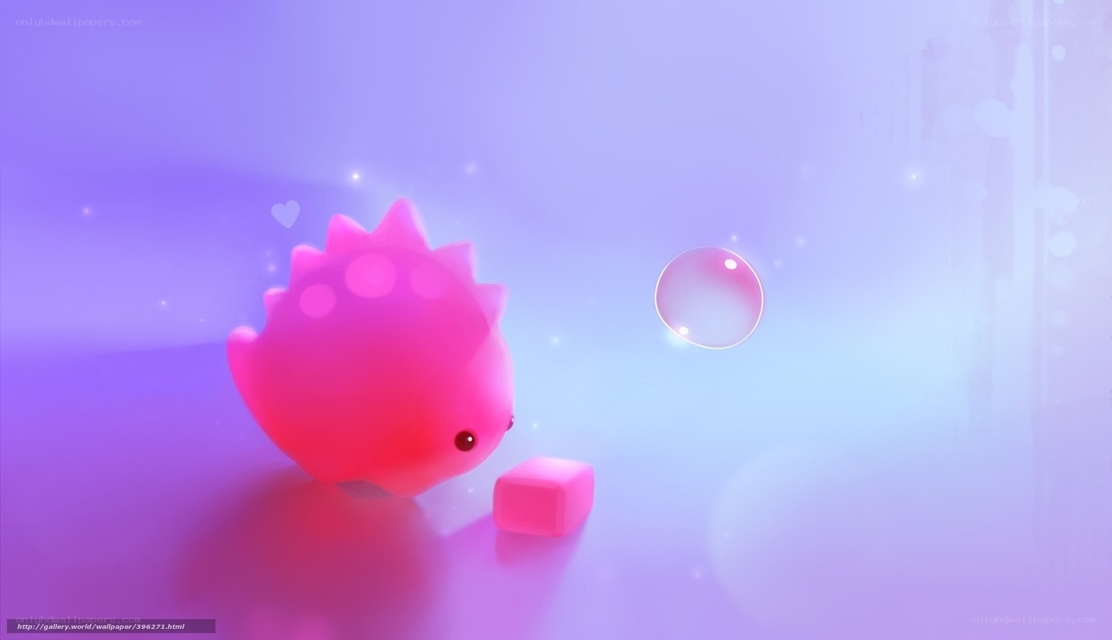 pink creature with bubble