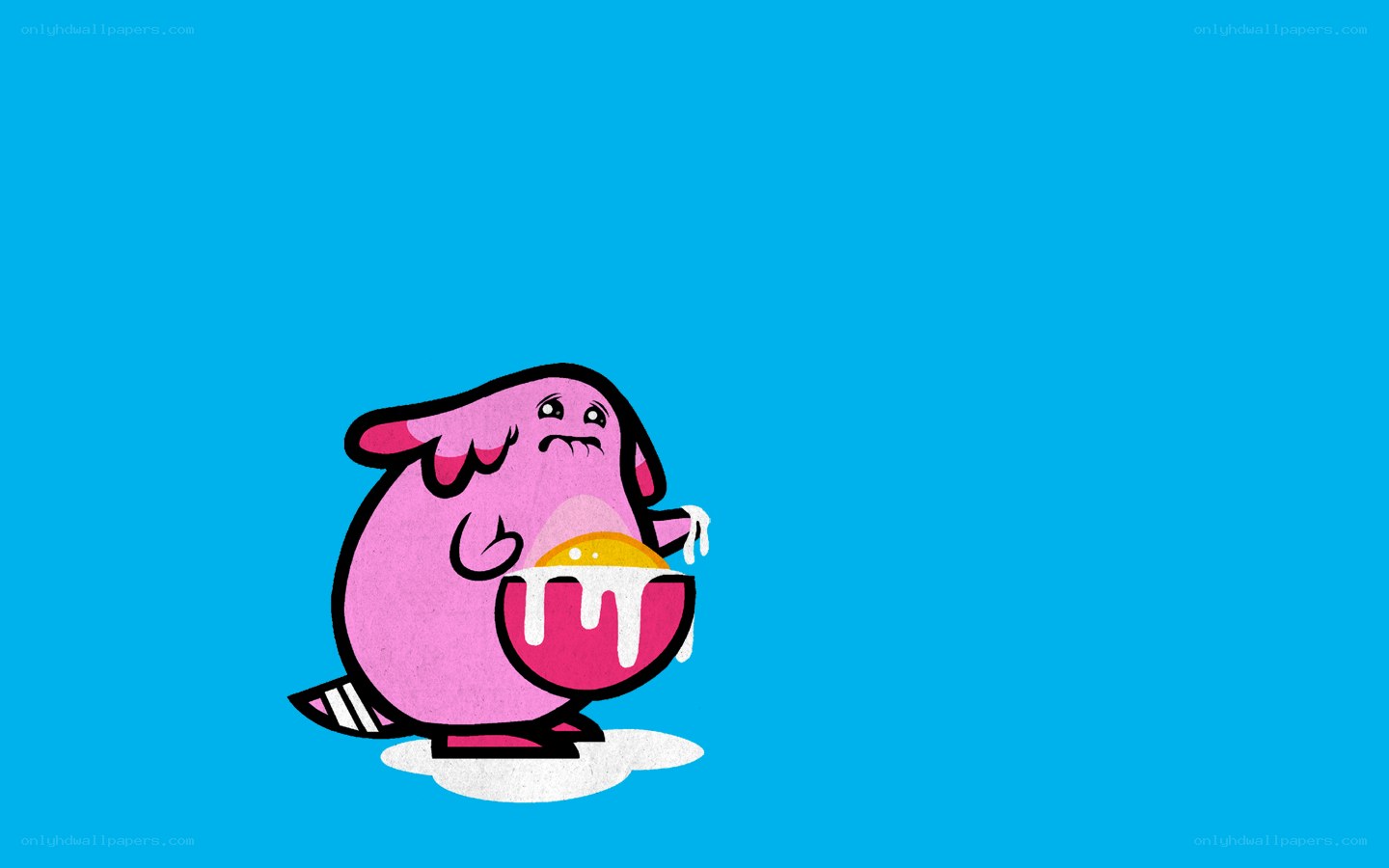 pink creature with dessert