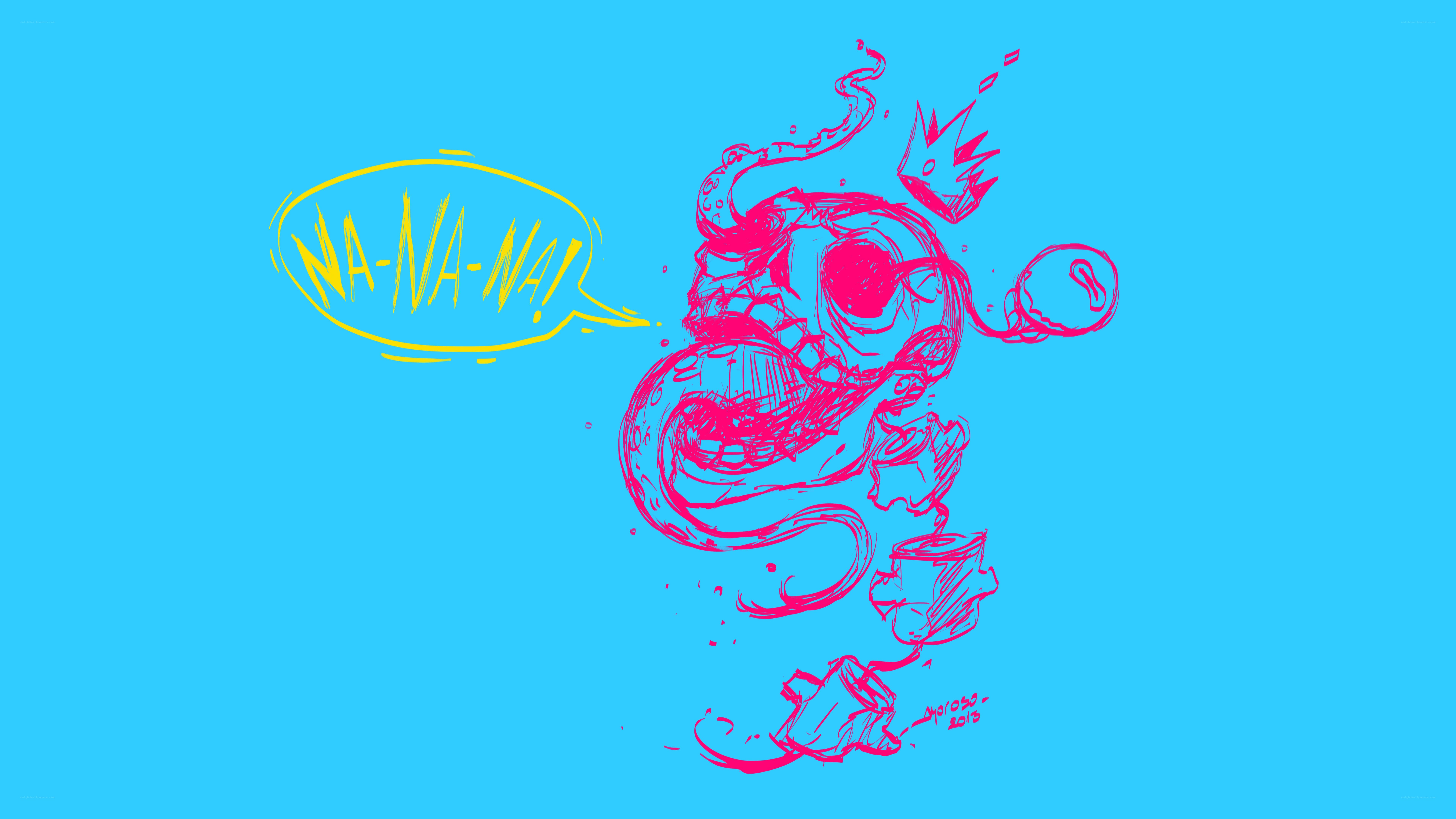 Pink creature with speech bubble