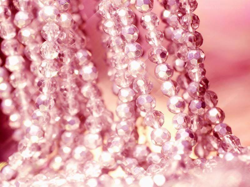 Pink crystal beads close-up