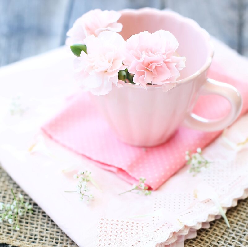 Pink Cup with Flowers