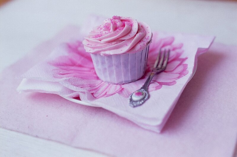 Pink Cupcake on Napkin