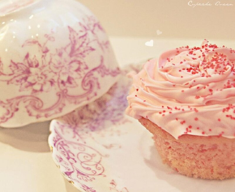 Pink Cupcake on Saucer