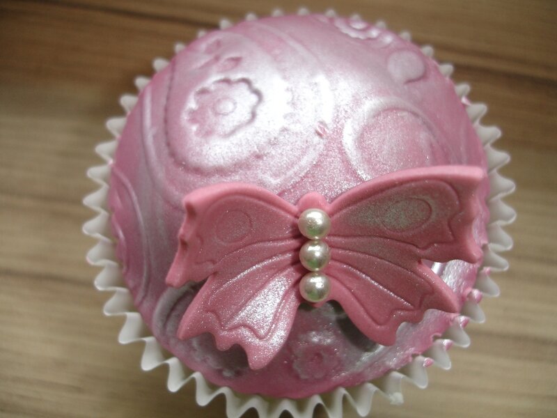Pink Cupcake with Butterfly