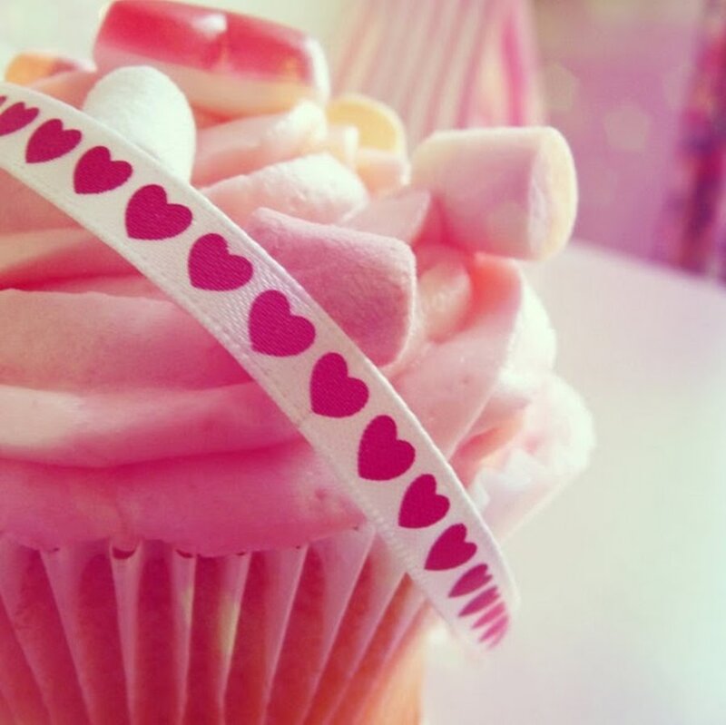 Pink Cupcake with Hearts — Sweet