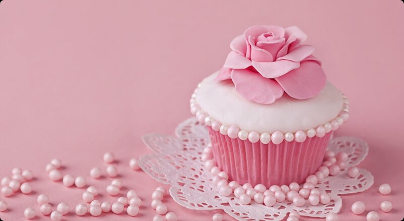 Pink Cupcake with Rose