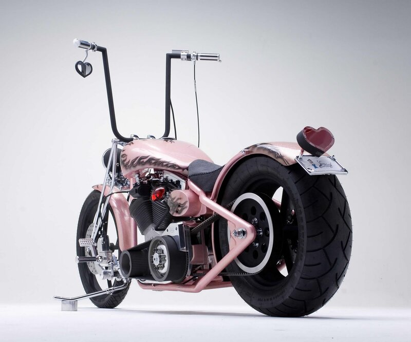 Pink Custom Chopper Motorcycle