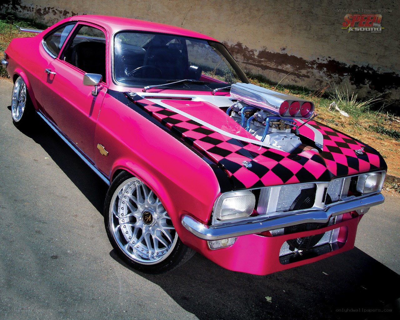 pink custom hot rod car