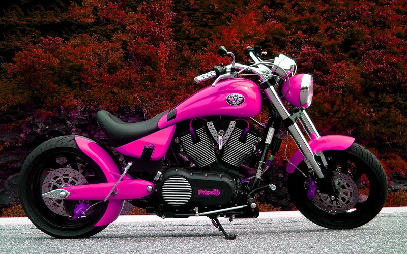Pink Custom Motorcycle — Dramatic