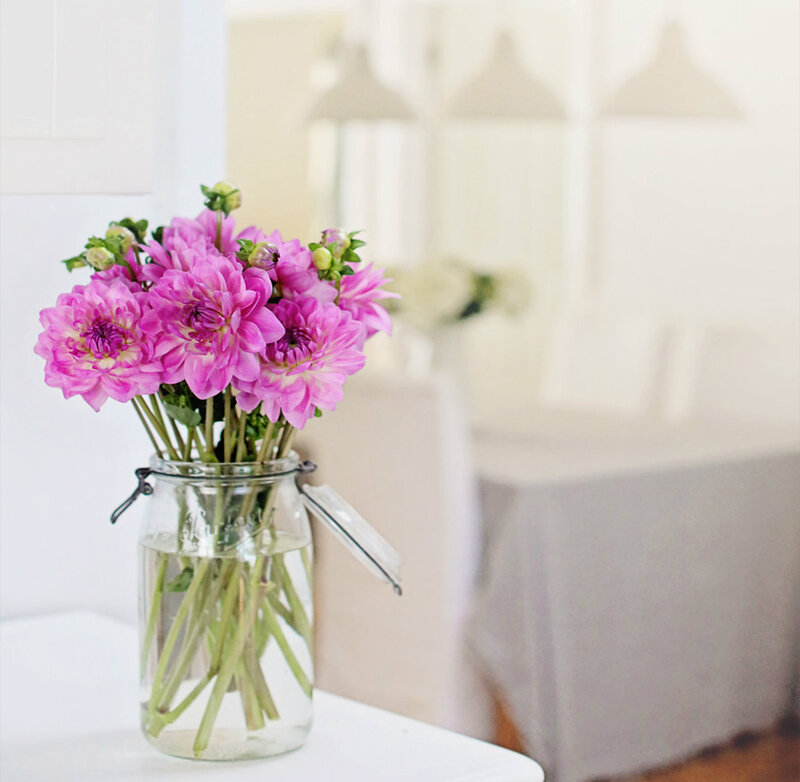 Pink Dahlias in Jar