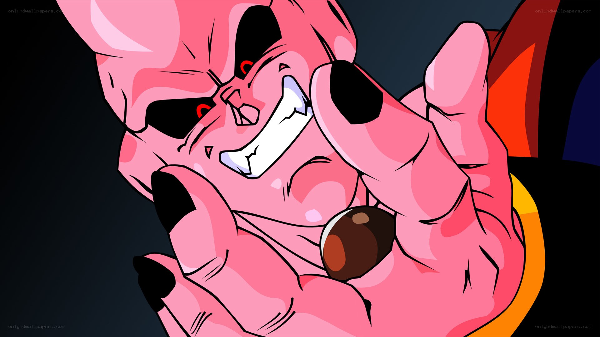Pink demon holding a dark orb