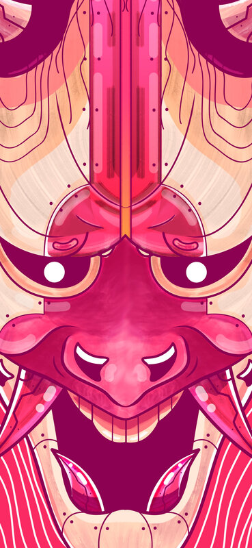 Pink Demon Mask — Dramatic