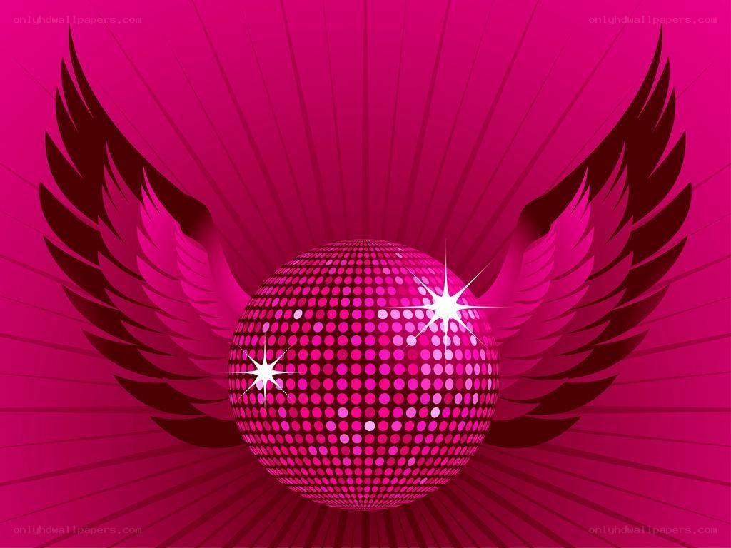 pink disco ball with wings