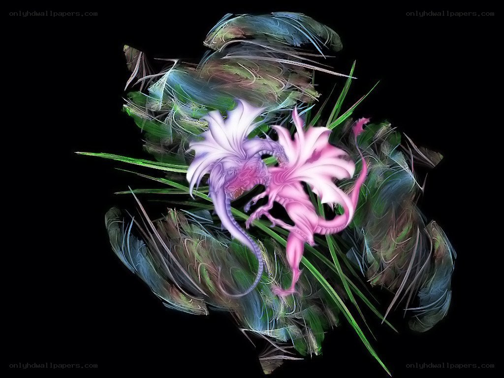 pink dragon in floral art