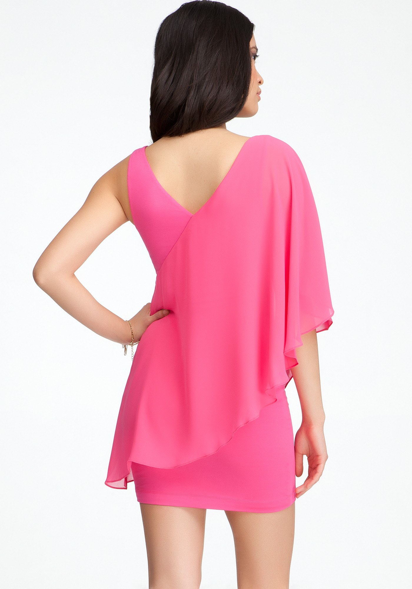 pink dress with cape back
