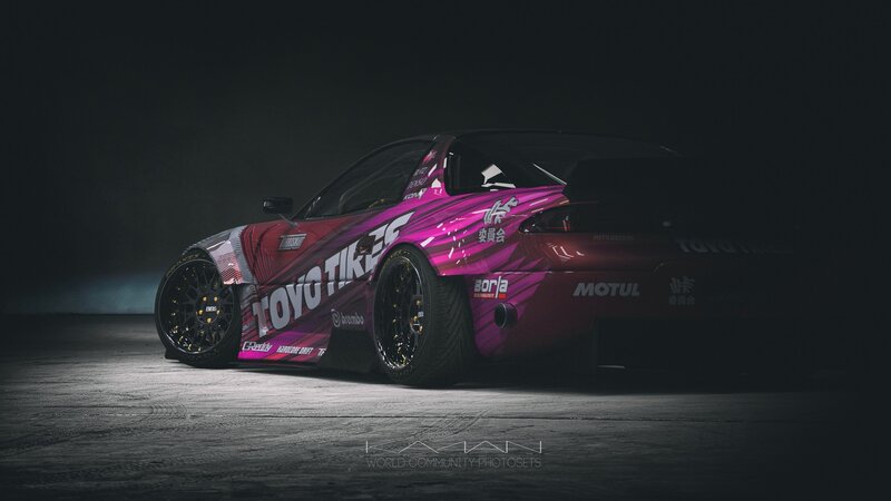 Pink Drift Car — Dramatic