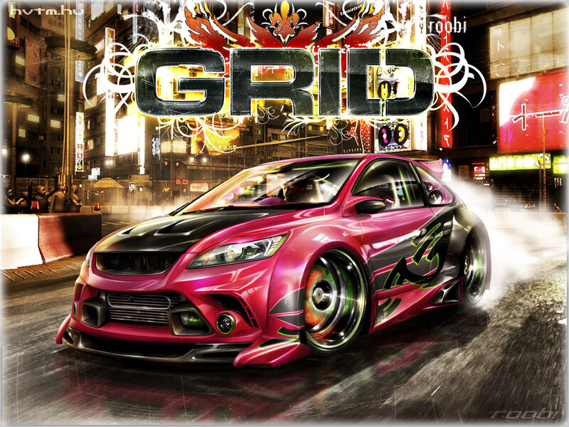Pink drift car in city
