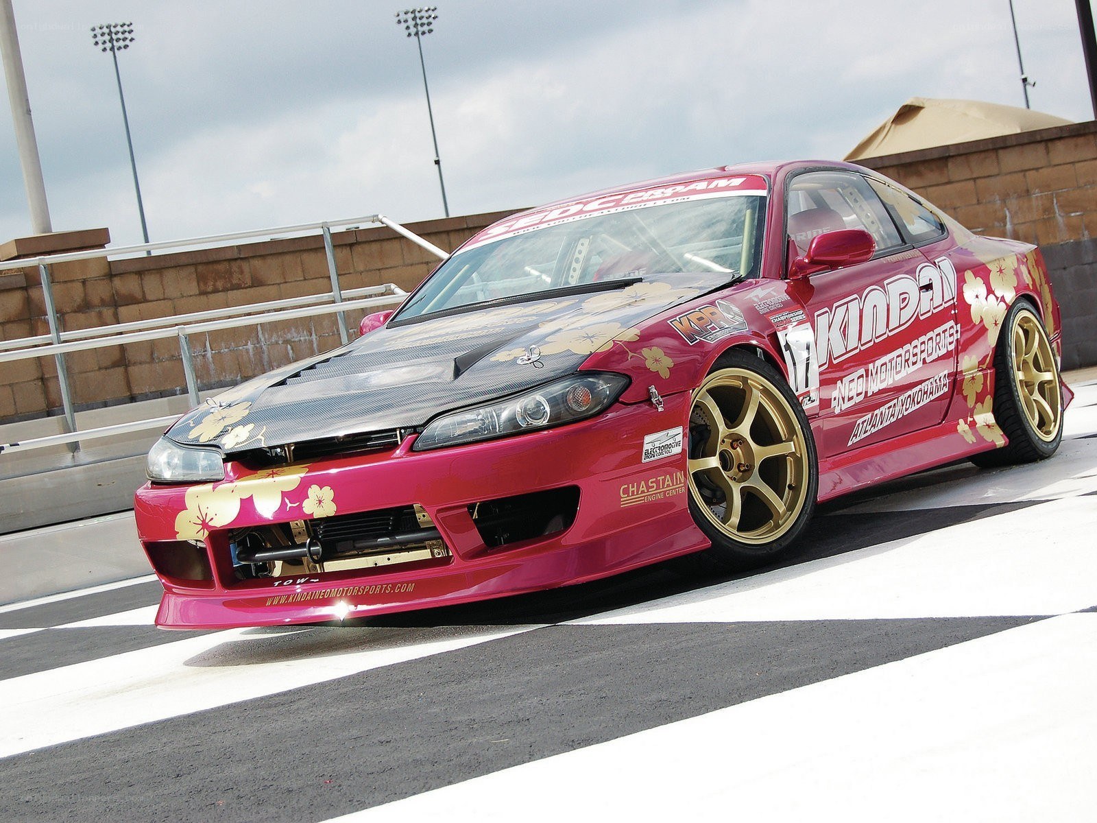 pink drift car on track