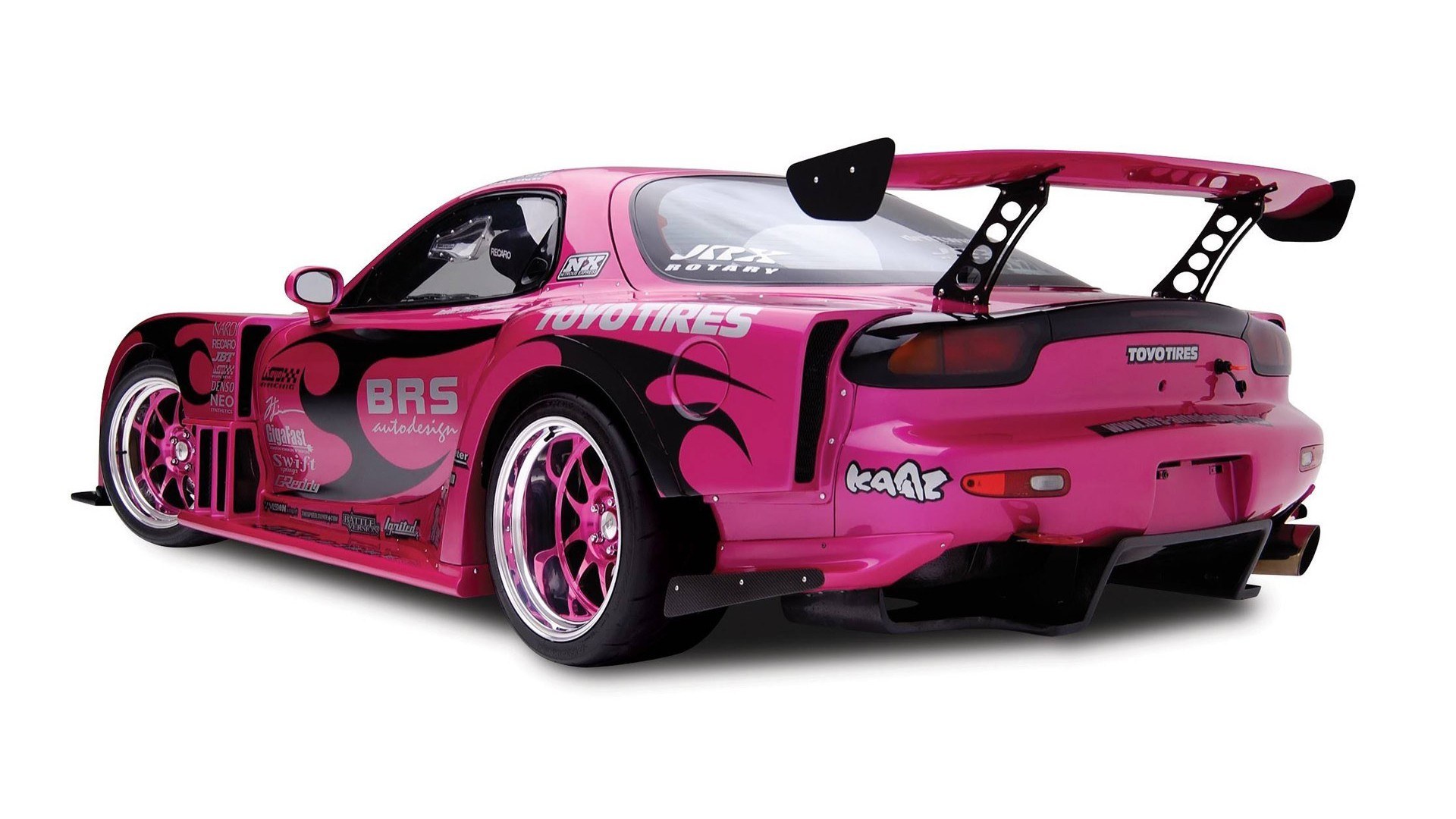 pink drift car with large wing