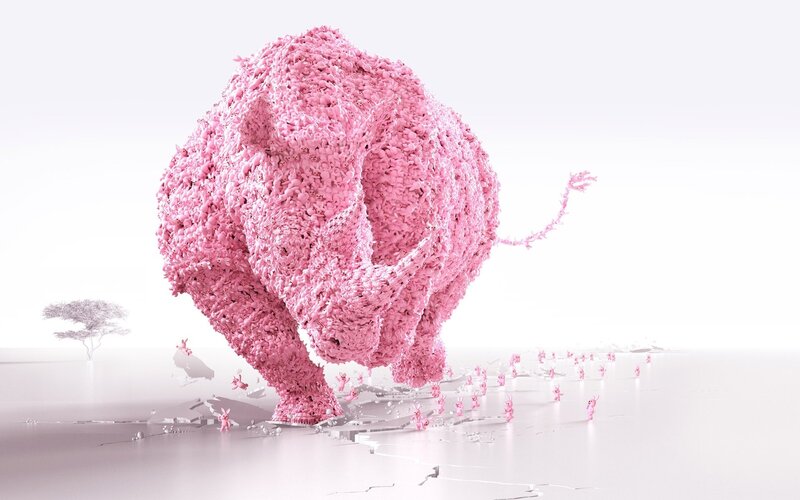 Pink elephant sculpture