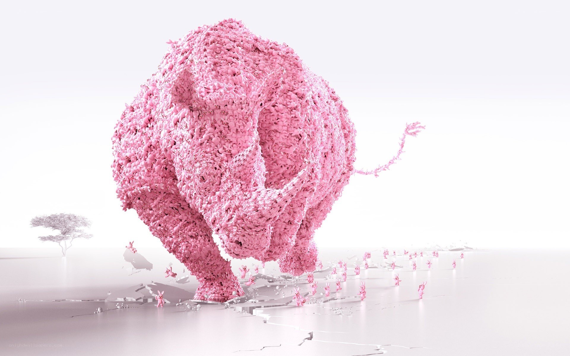 Pink elephant sculpture