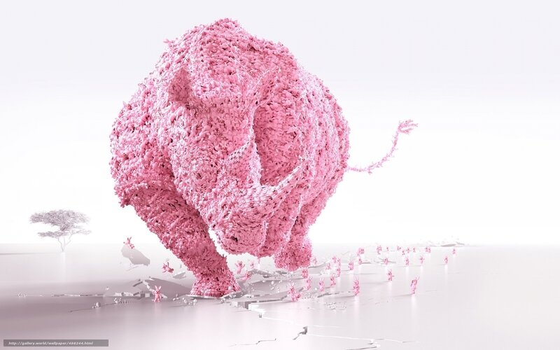 Pink Elephant Sculpture — Dreamlike, Digital Art