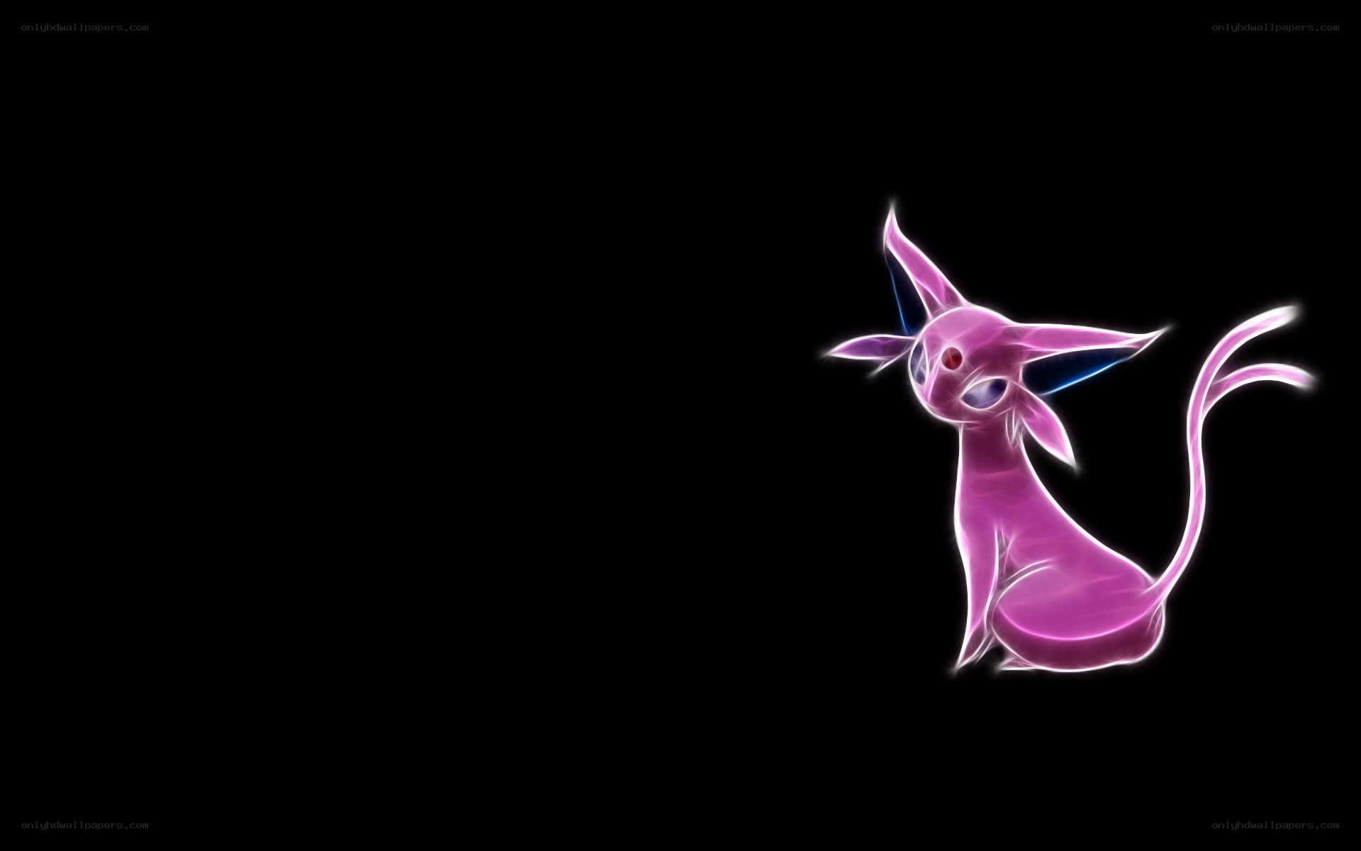 Pink Espeon on black background