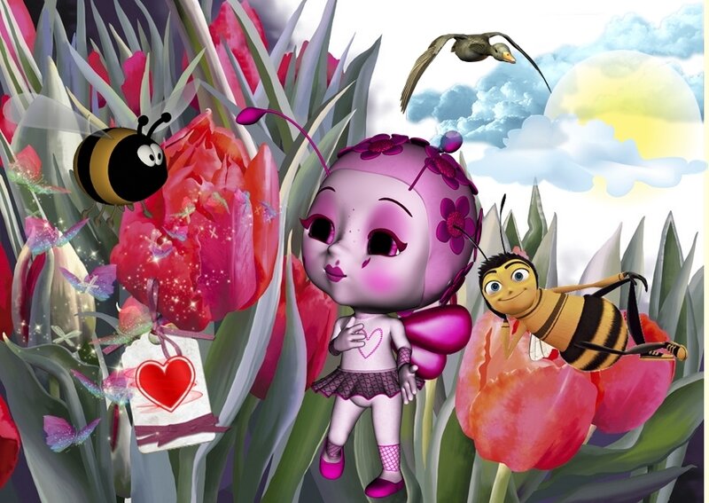 Pink Fairy with Bees
