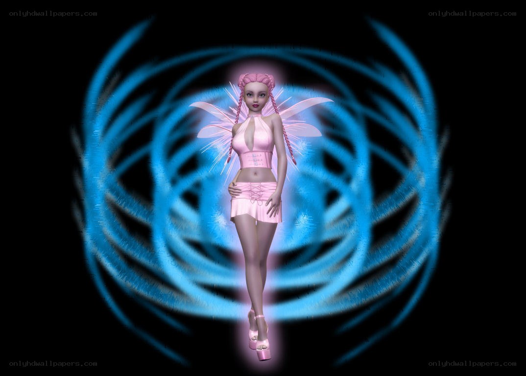pink fairy with blue aura
