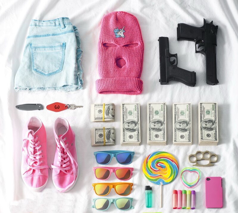 Pink fashion with toy guns