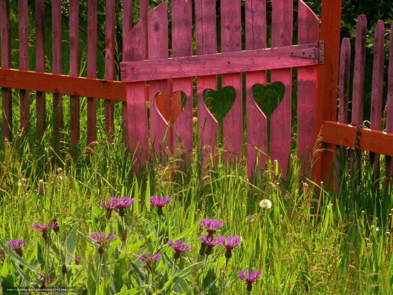 Pink fence with heart cutouts