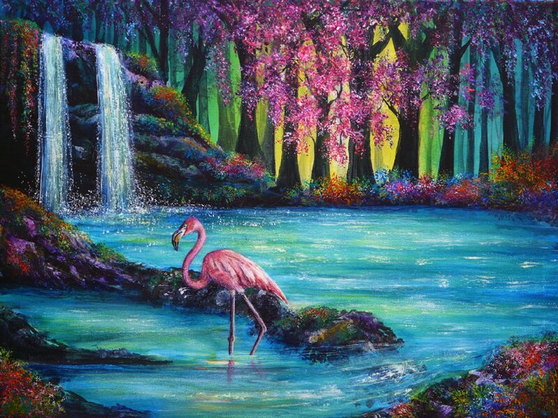 Pink Flamingo in Water — Serene, Spring