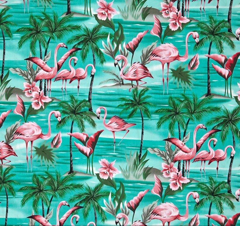 Pink Flamingos on Island
