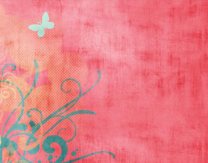 pink floral background with butterfly