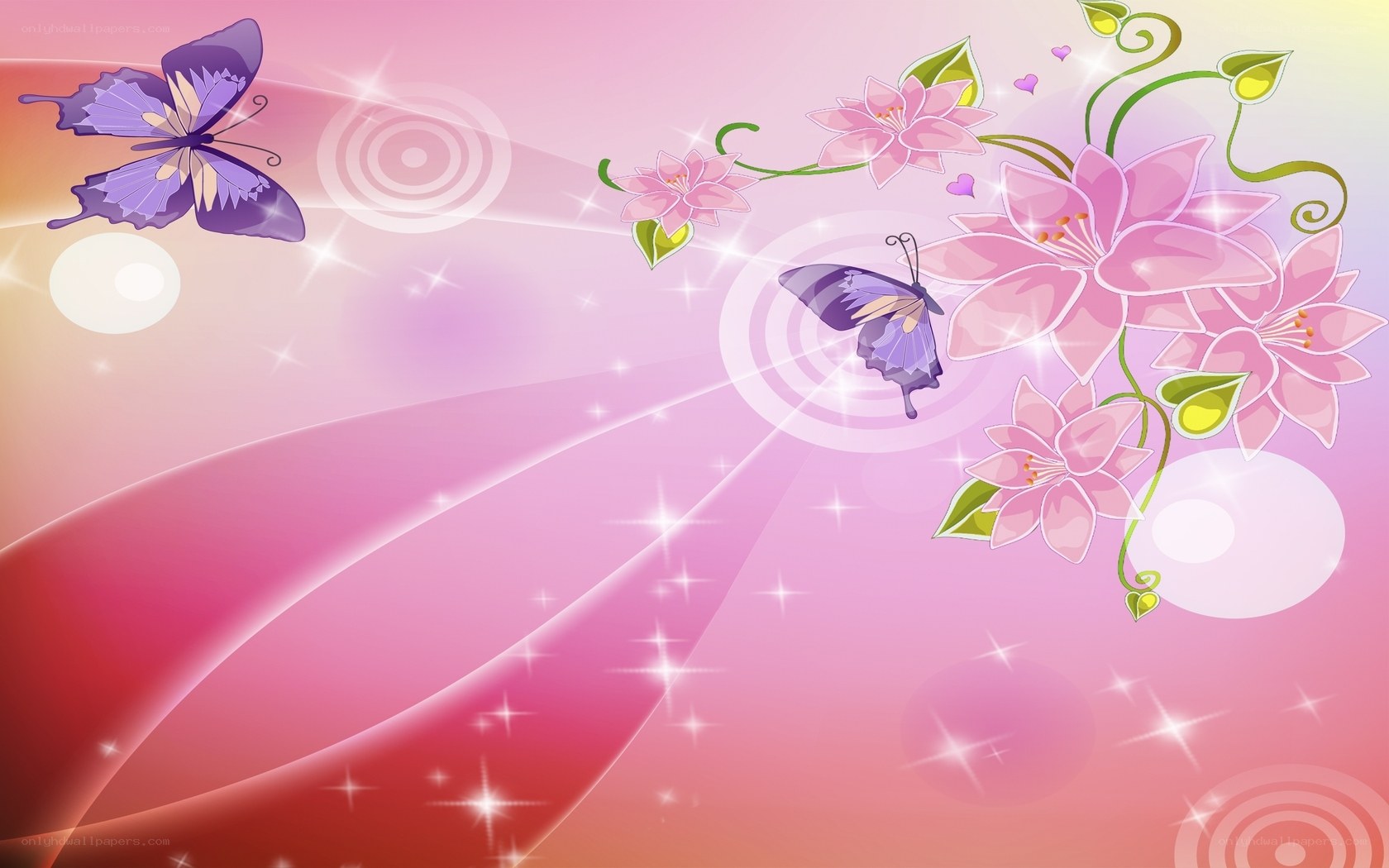 pink floral butterfly background