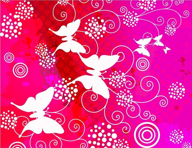 pink floral butterfly pattern