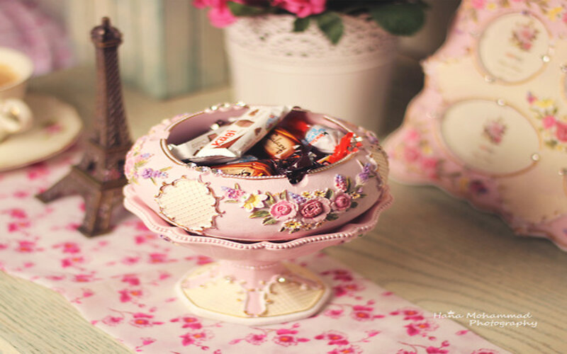 Pink Floral Candy Dish