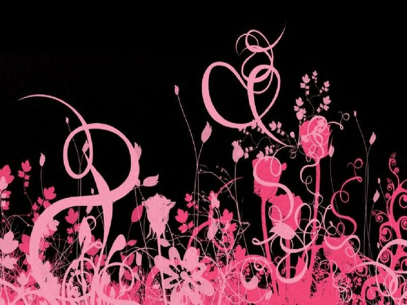 Pink Floral Design — Black