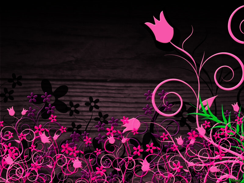 pink floral design on dark wood