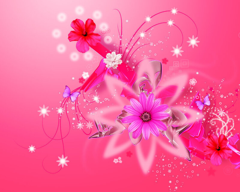 Pink Floral Digital Art