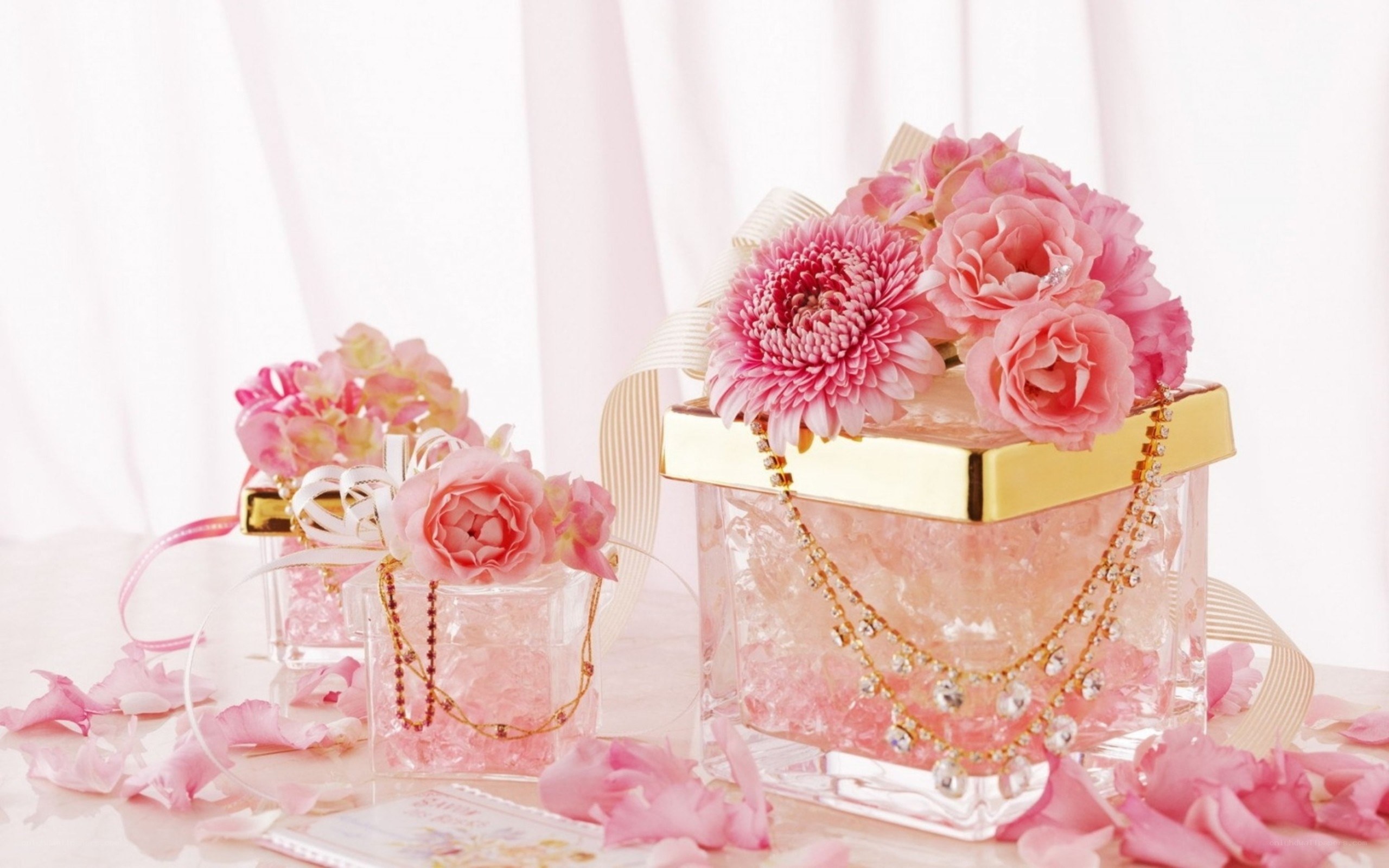 Pink floral gift boxes