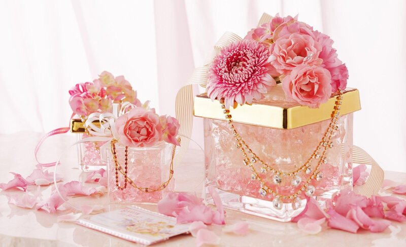Pink floral gift boxes