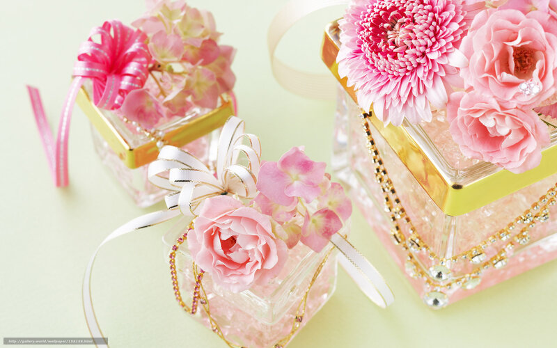 Pink floral gift boxes
