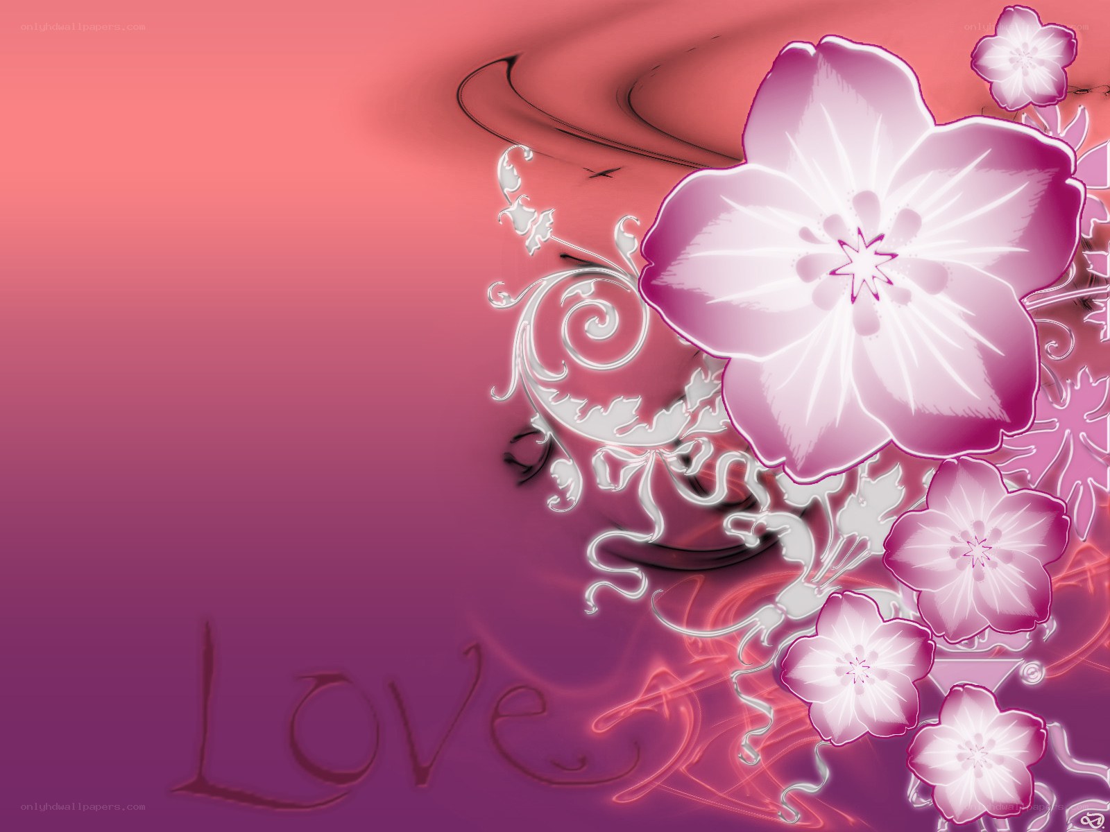 pink floral love design