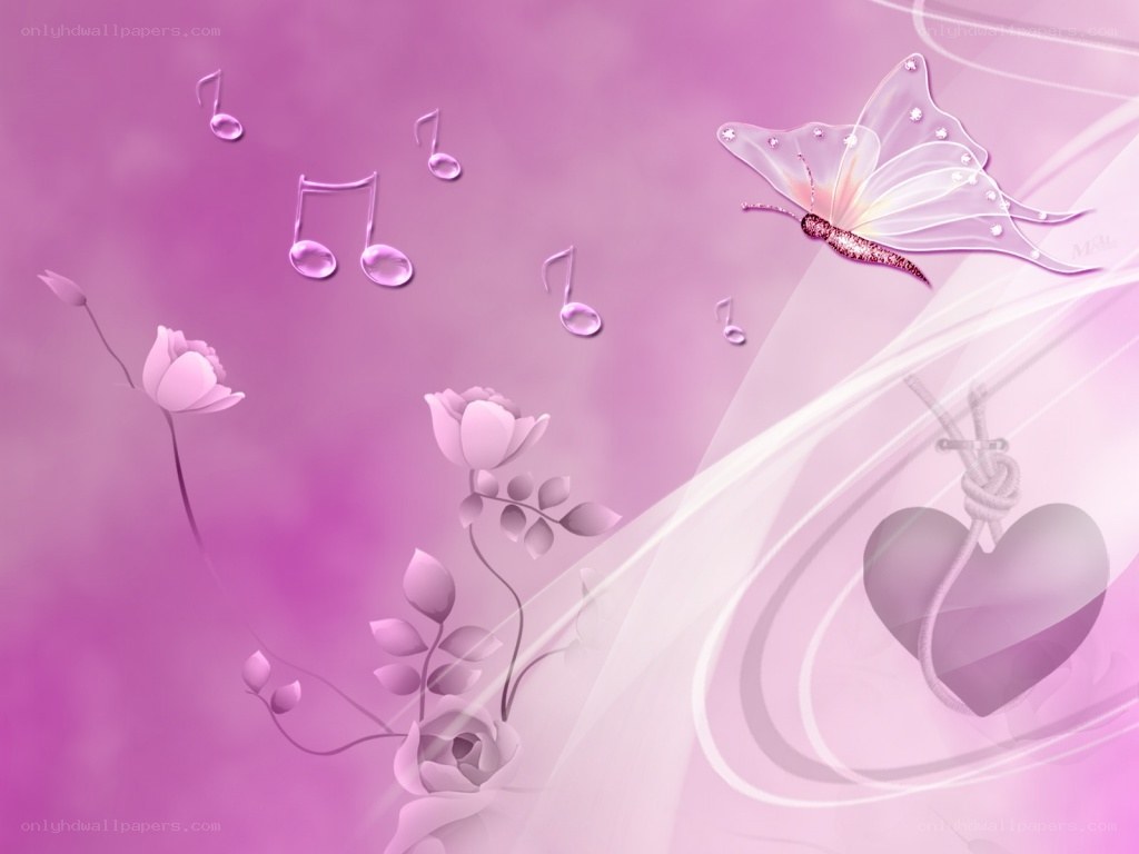 Pink floral music wallpaper