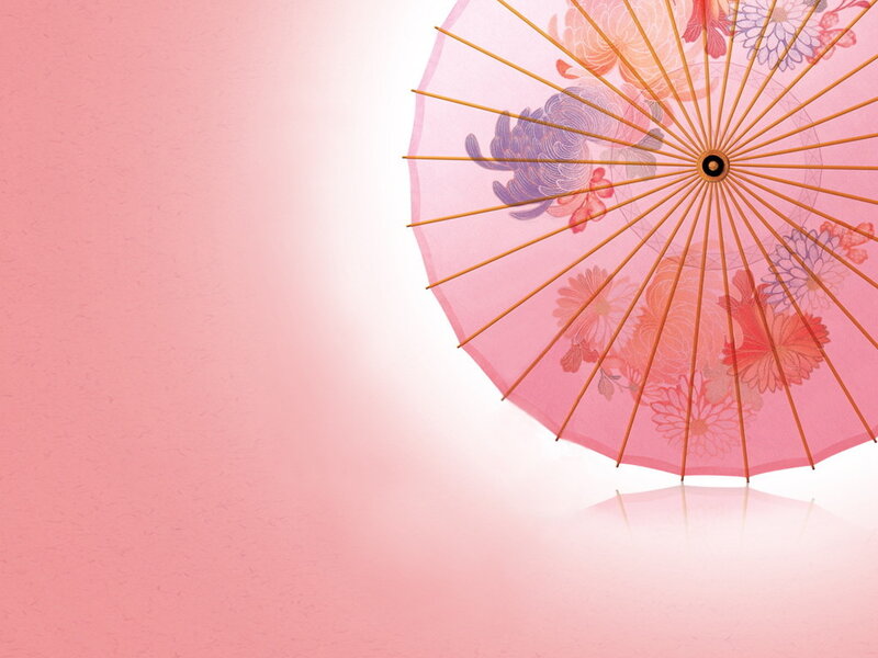 pink floral parasol on pink background