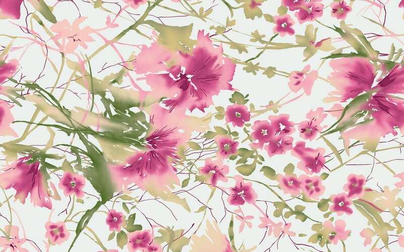 Pink Floral Pattern — Calm, Painting, Flowers